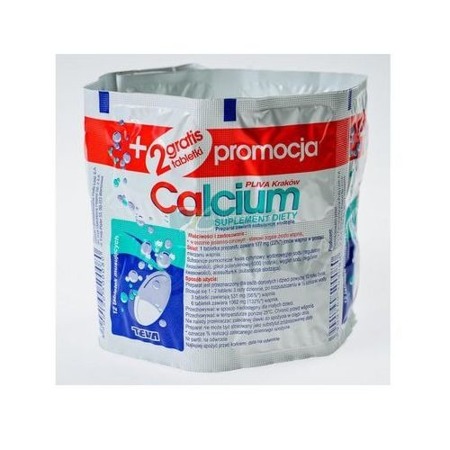 Calcium Pliva Tabletki musujące zawierające wapń 12+2 tabletek musujących