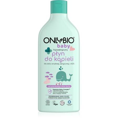 OnlyBio Baby Hipoalergiczny płyn do kąpieli dla skóry wrażliwej i alergicznej od 1 dnia życia 500 ml