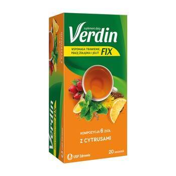 Verdin FIX z Cytrusami Na Trawienie Oraz Dolegliwości Żołądkowe 20 Saszetek